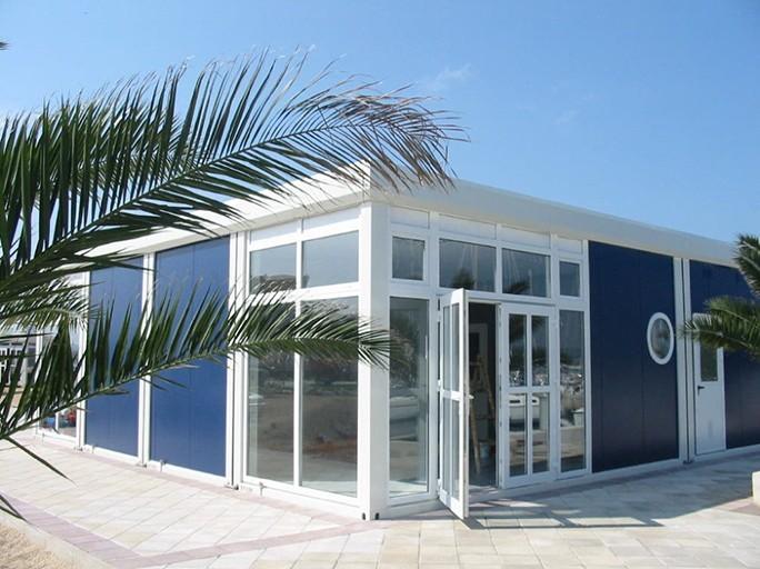 Commercial building architecture at the sea